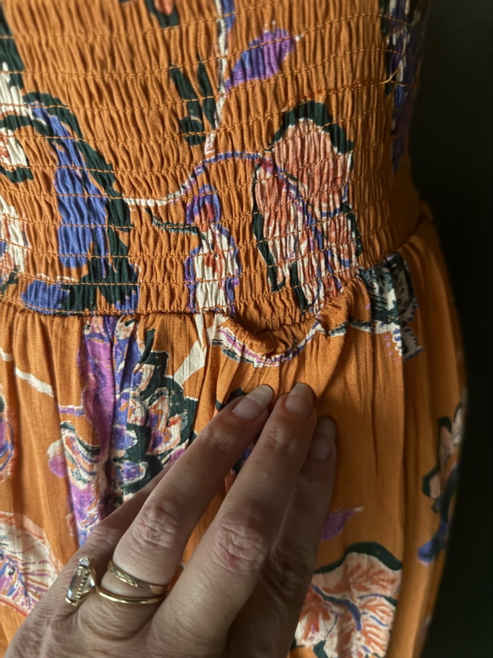 Boho Floral Maxi Dress Cutout Detail - Picture 4 of 4